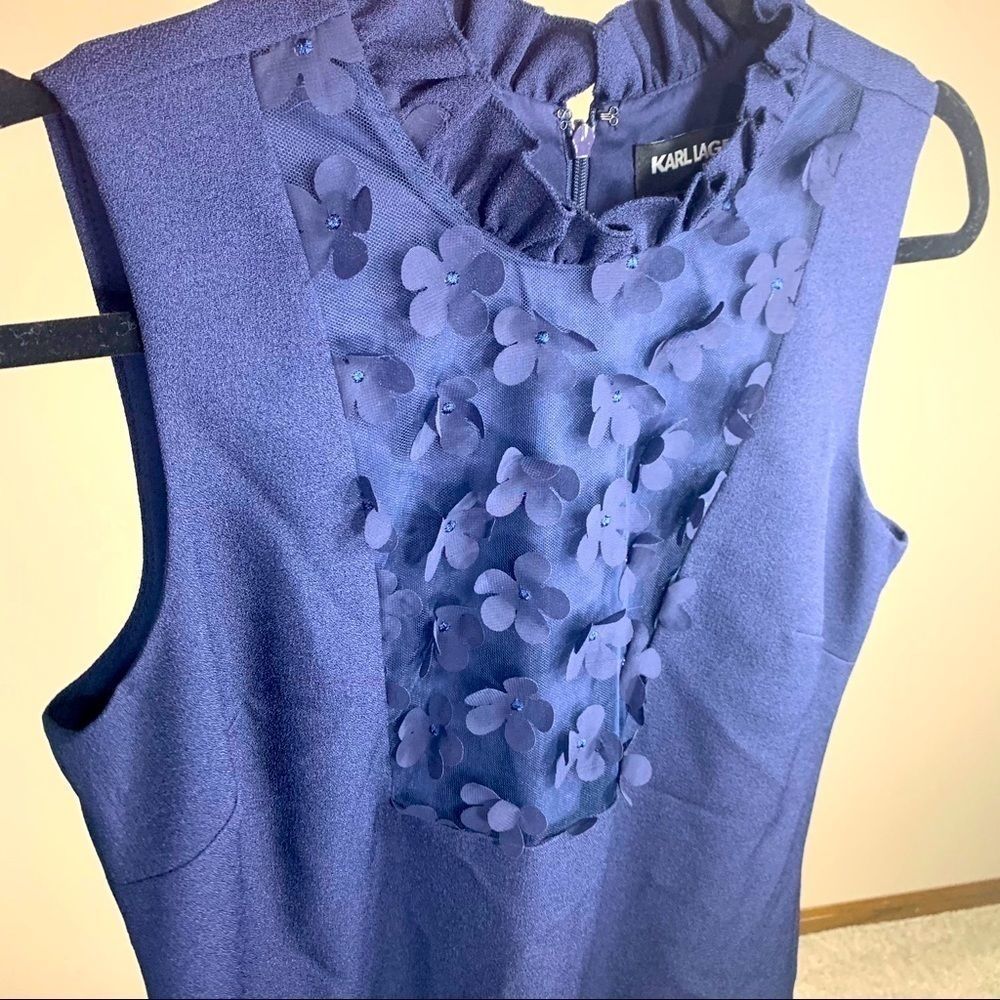Karl Lagerfeld blue sleeveless dress flowers size 4